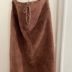 NWT suede leather maxi skirt